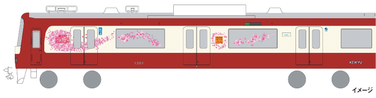 河津桜限定ラッピング電車イメージ