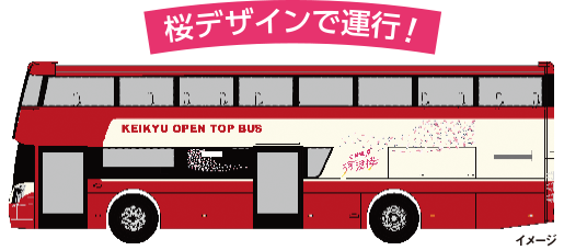 桜デザインで運行！さくらver.オープントップバス