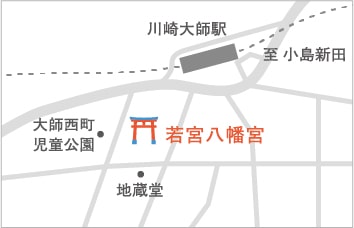 若宮八幡宮への地図