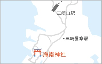 海南神社への地図