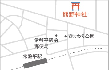 熊野神社への地図