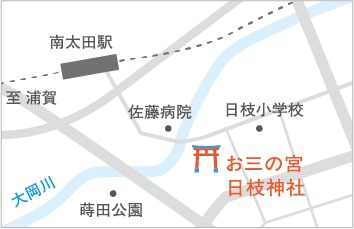 お三の宮日枝神社への地図