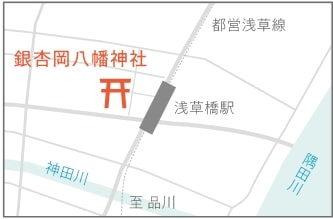 銀杏岡八幡神社への地図