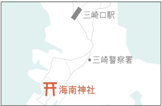 海南神社への地図