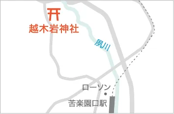 越木岩神社への地図