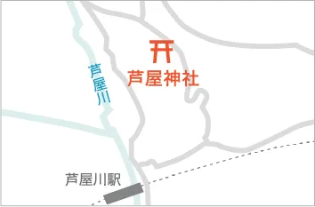 芦屋神社への地図