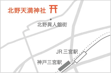 北野天満神社への地図