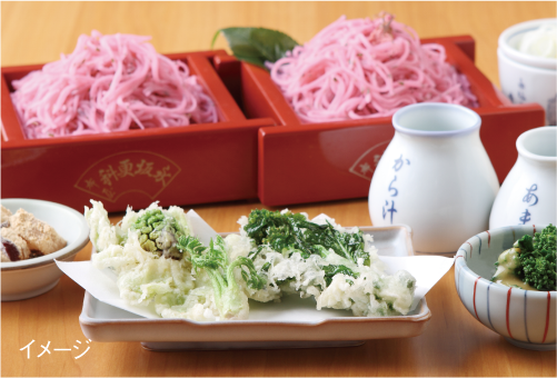 桜切り蕎麦と春野菜天ぷらセットイメージ