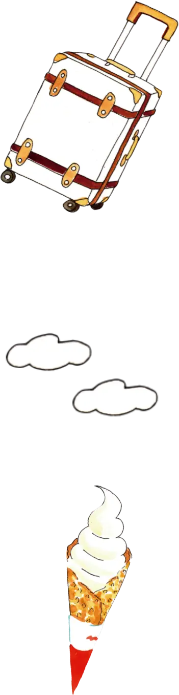 キャリーバッグ、ソフトクリームのイラスト