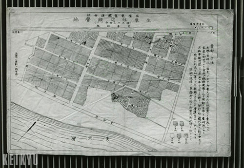 大正3年に販売開始した初の分譲住宅地、生麦住宅地の区画図